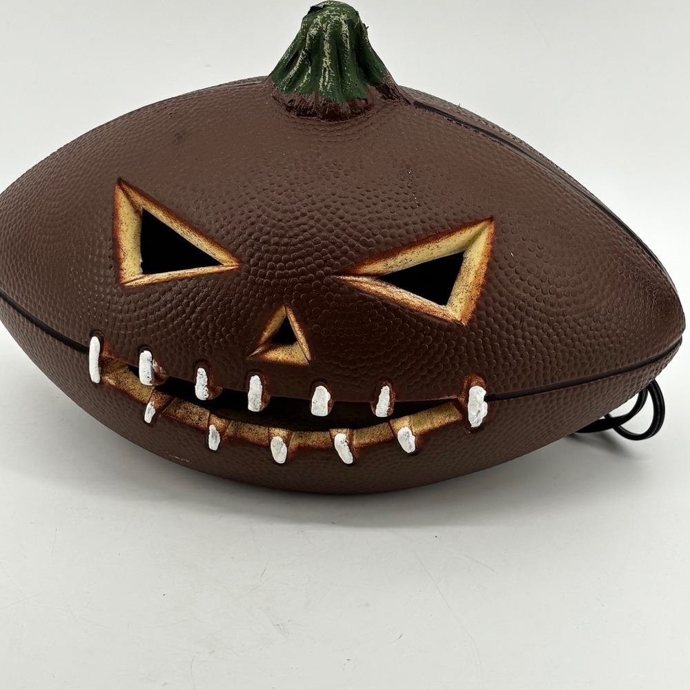 Football Jack-O-Lantern Lighted Blow Mold Halloween Decoration Brown Sporty